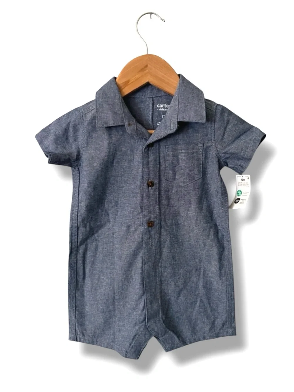 🌵3/$20 Carter’s Chambray Romper Blue 12M NWT